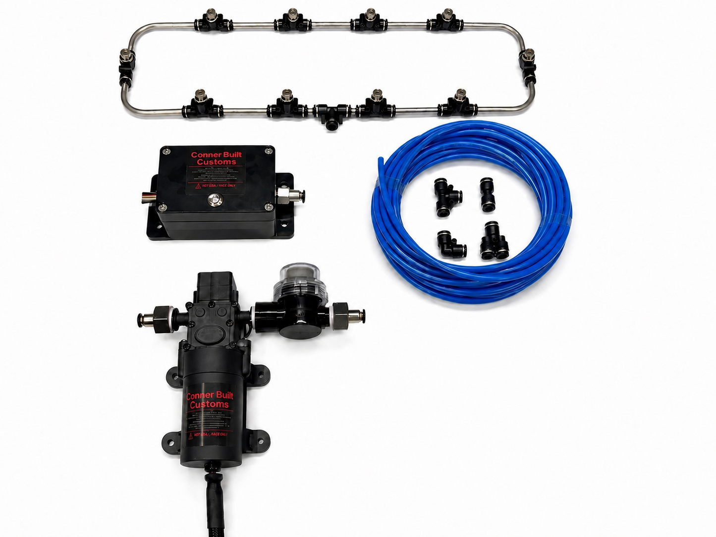 Boost-Activated Intercooler & Radiator Water Spray Cooling Kit with upgraded Intraflow bar, OEM reservoir adapter